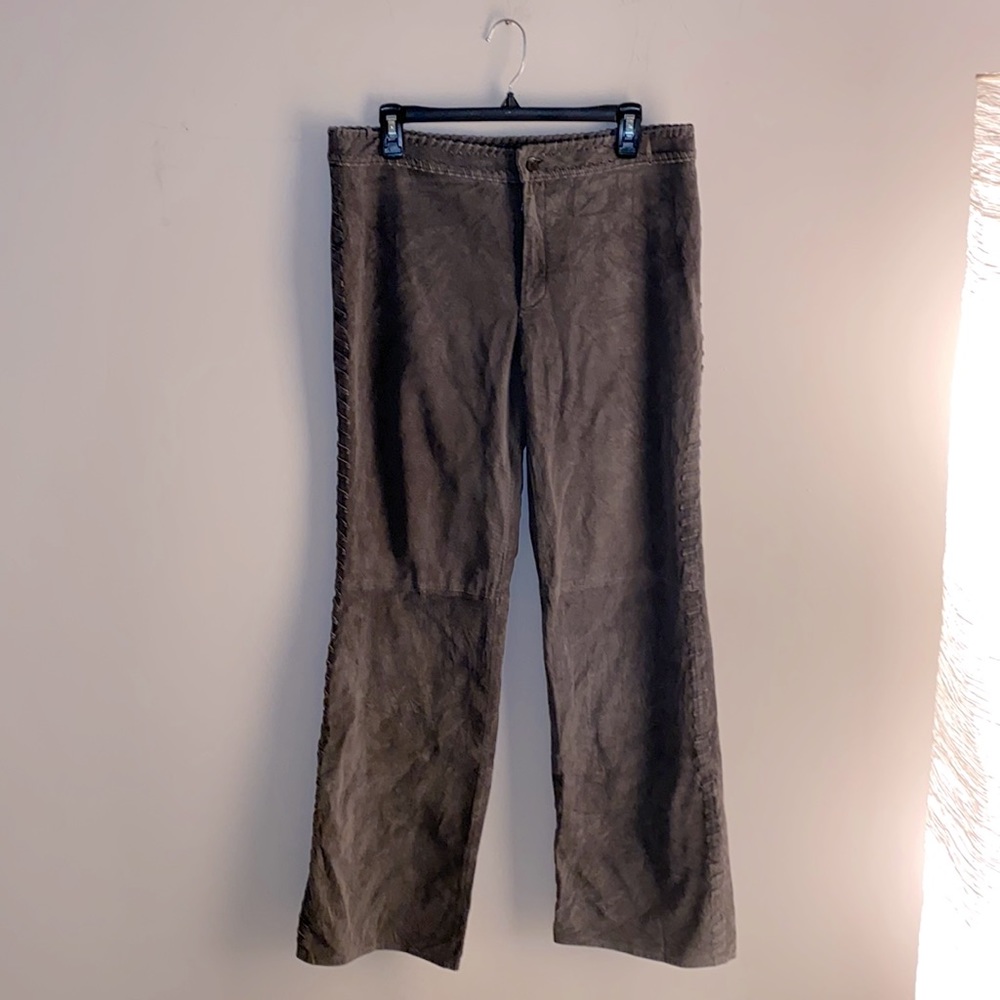 Gray 100% leather pants